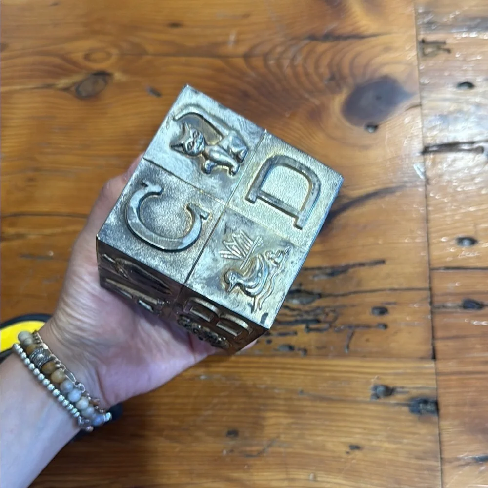 Vintage Silver Plated Alphabet Animal Piggy Coin Bank for Children 3” X 3” - Picture 8 of 12